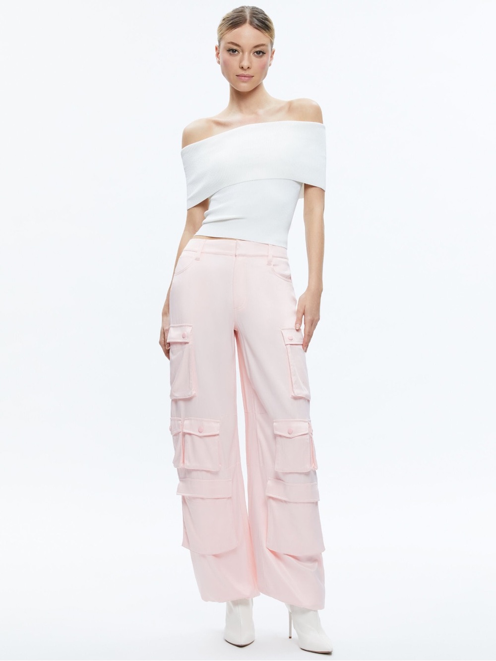 Alice‎ + Olivia, Olympia Mid-Rise Baggy Cargo Pink Pants, Size 8